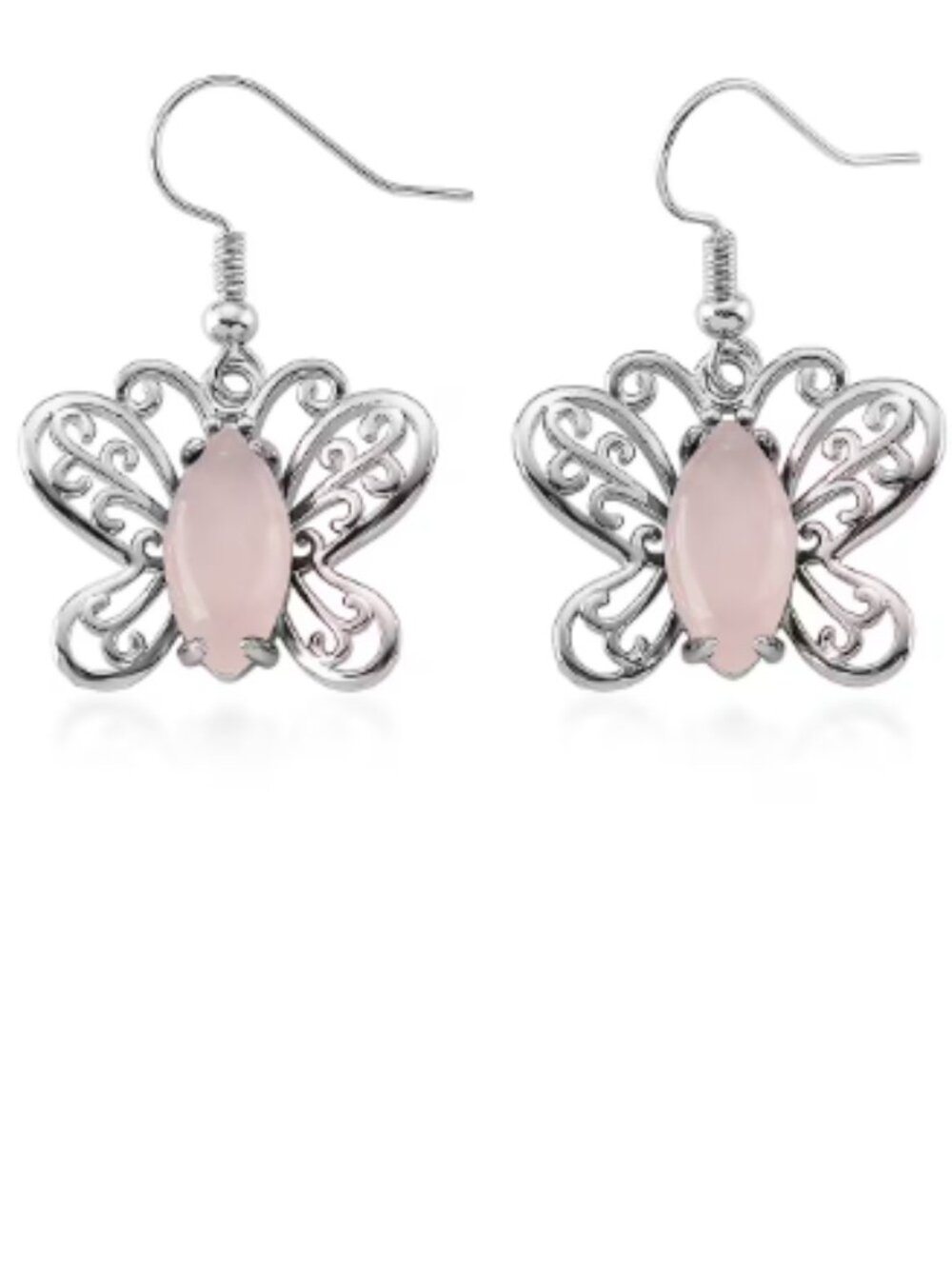 Galilea Rose Quartz 12.00 ctw Butterfly Earrings
